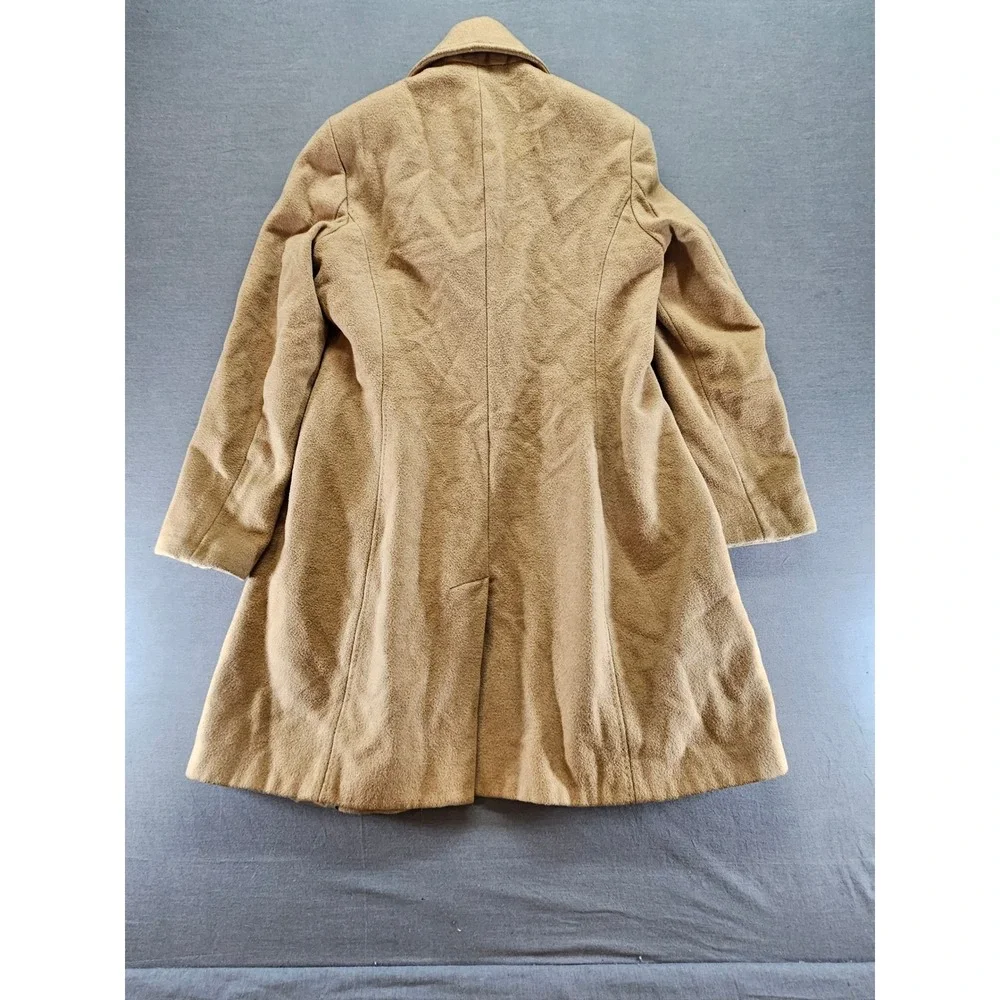 Calvin Klein Womens Camel Wool Cashmere Blend Button Front Overcoat Size 8